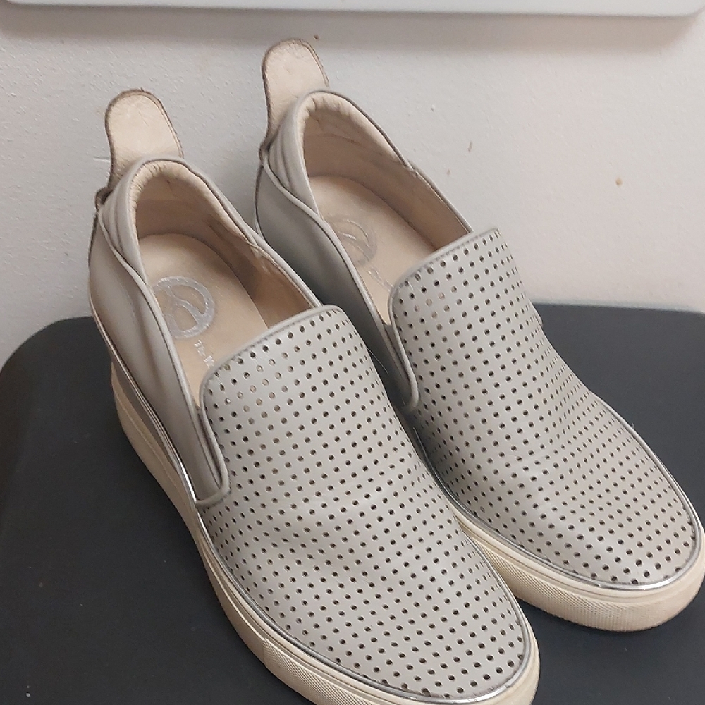 Perforated Slip-On High Heal Sneakers